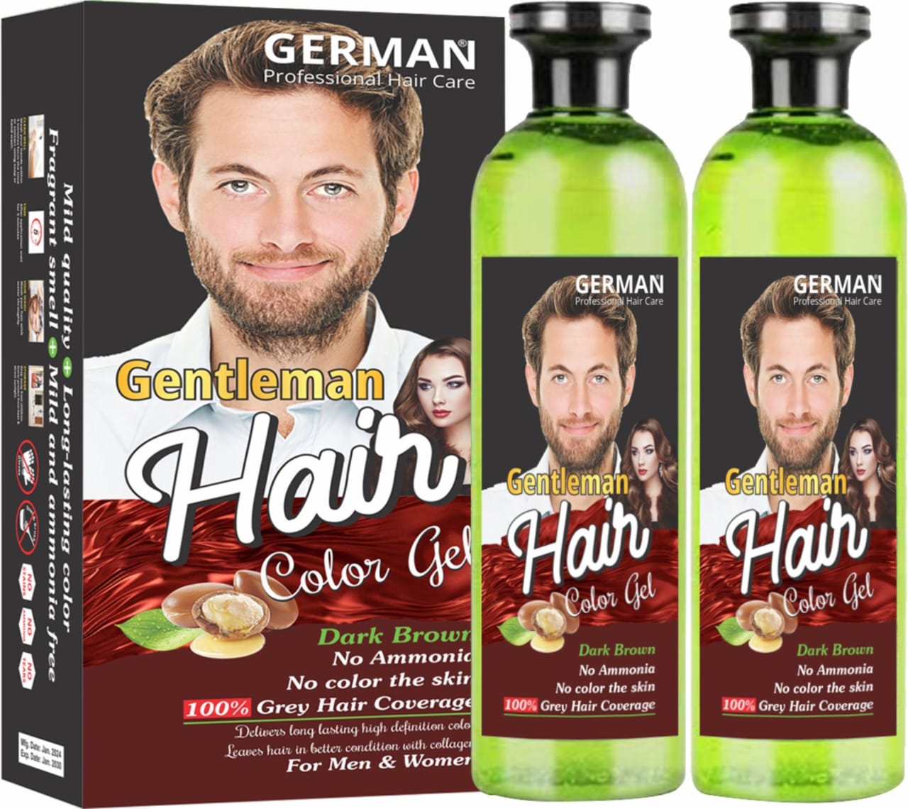 Gentleman Hair Color Gel with Argen Oil Color Gel for Hair German Professional